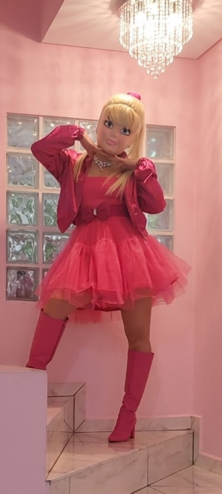 Boneca Rosa Clássica completa, da cabeça aos pés