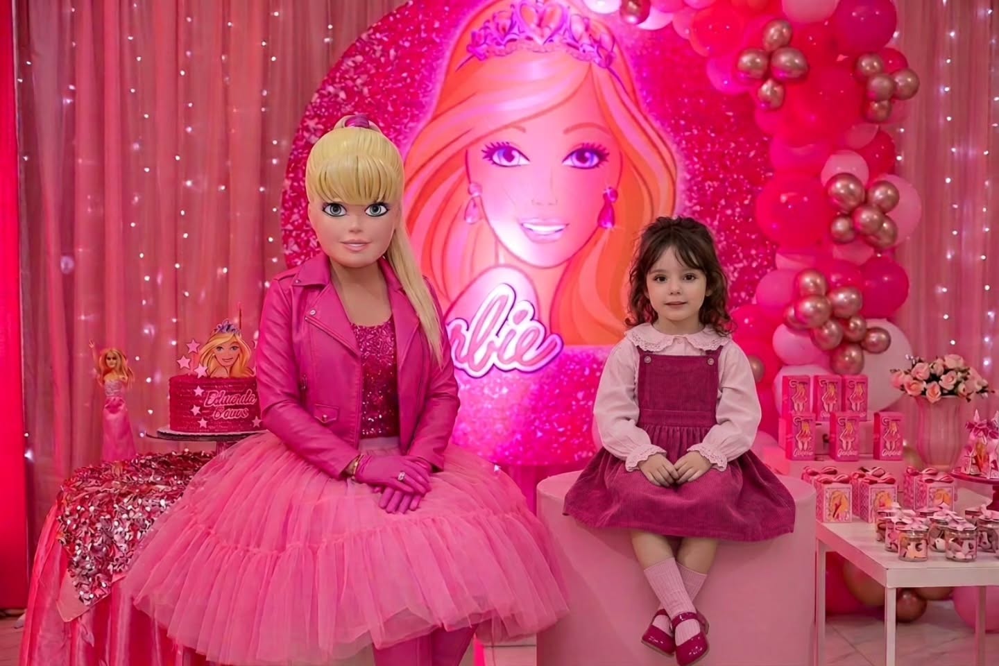 Boneca Rosa Clássica em festa
